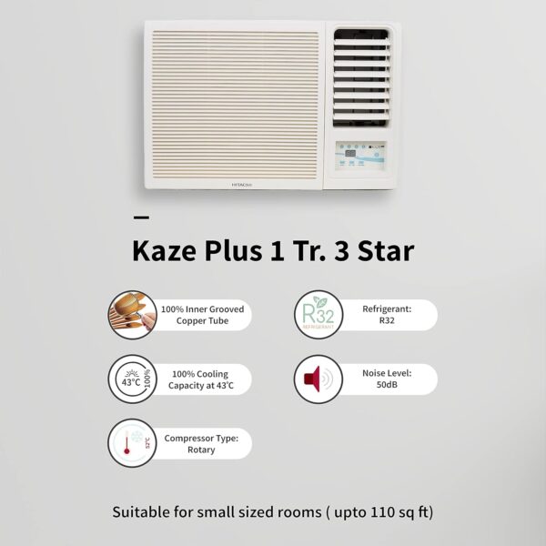 Hitachi 1 Ton 2 Star Window AC (Copper, Dust Filter, 2021 Model, RAW312HEDO, White) - Image 4