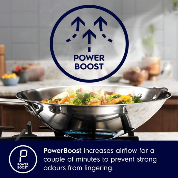 Electrolux 90cm Slope Chimney for up to 440 sqft Kitchen, Filter-Free, PowerBoost, UltimateTaste 500, Stainless Steel, ECS9610K - Image 4