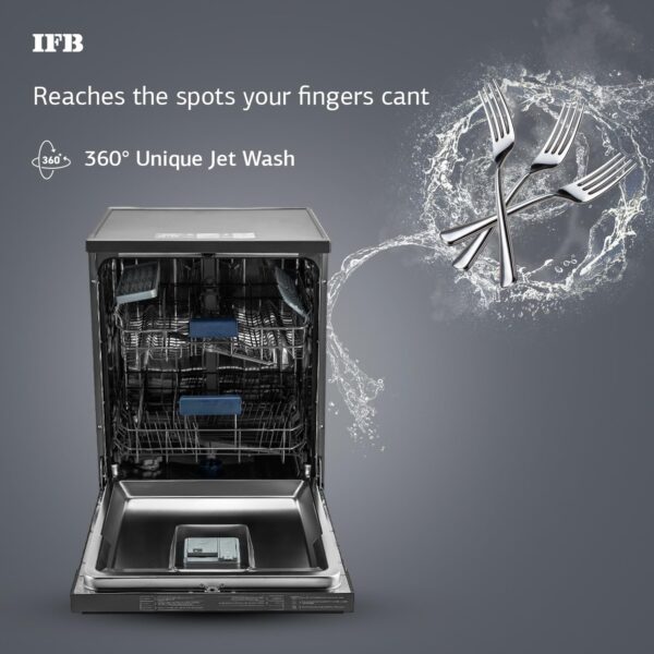 IFB 14 Place Settings with DeepClean® Technology Freestanding Dishwasher (Neptune VX14, Inox Grey, 70° Hot Water Wash with Hygienic Steam Drying, Perfect for Indian Utensils) - Image 4