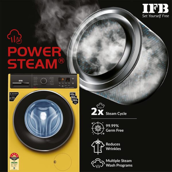 IFB 7 Kg 5 Star Front Load Washing Machine 2X Power Steam (ELITE ZLS 7012, Yellow, In-built Heater, 4 years Comprehensive Warranty) - Image 8