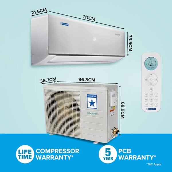 Blue Star 2 Ton 5 Star, 60 Months Warranty, Inverter Split AC (Copper, Convertible 5 in 1 Cooling, Multi Sensors, Dust Filter Blue Fins, Self Diagnosis, IC524DNUR,White) - Image 6