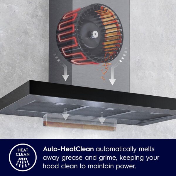 Electrolux 60cm Straight Glass Chimney for up to 180 sqft Kitchen, AutoClean, UltimateTaste 500, Black, ECC6681G - Image 4