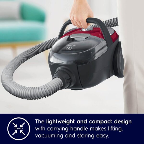 Electrolux CompactGo Canister Bagless Vacuum Cleaner for Home, 1600 W, HEPA Filter, Dust Pro, 16A Plug, 2-in-1 Crevice & Upholstery Nozzle, Watermelon Red, Z1231WR - Image 5