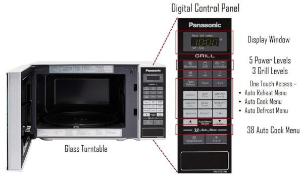 Panasonic 20L Grill Microwave Oven(NN-GT221WFDG,White, 38 Auto Cook Menus ) - Image 6