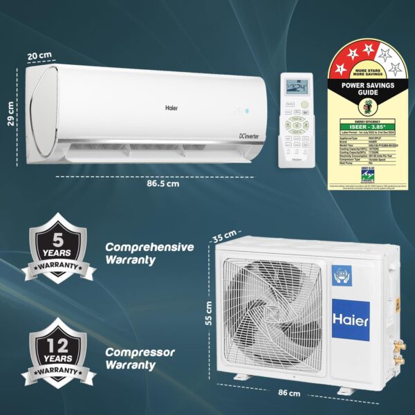 Haier 1 Ton 3 Star Triple Inverter Split AC (Copper, 7 in 1 Convertible, Anti Bacterial Filter, Cools at 60°C Temp, 20 Mtrs Air Throw - HSU13K-PYSS3BN-INV) Visit the Haier Store - Image 4