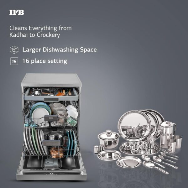 IFB 16 Place Settings with DeepClean® Technology Powered by AI Freestanding Dishwasher (Neptune SX16, Pearl Grey, Auto Door Open for Effective Drying, Interior LED Lighting) - Image 5