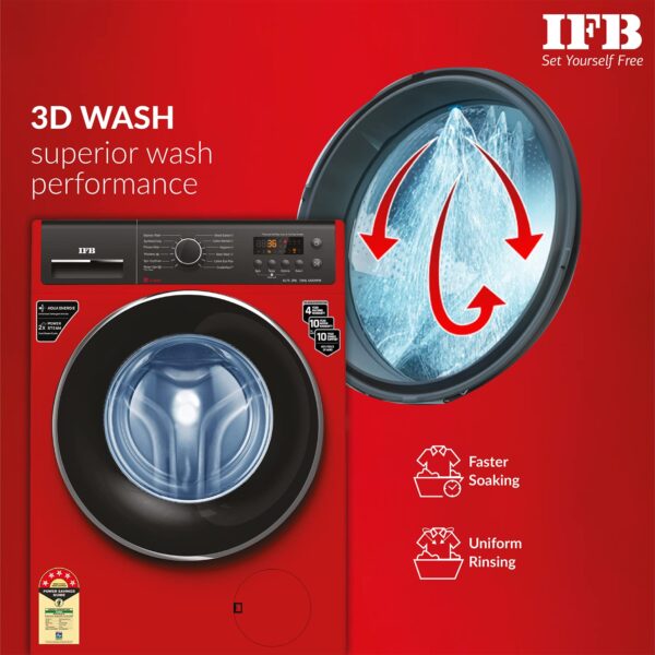 IFB 7 Kg 5 Star Front Load Washing Machine 2X Power Steam (ELITE ZRS 7012, Red, In-built Heater, 4 years Comprehensive Warranty) - Image 9