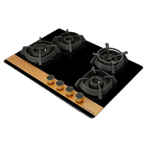 Faber 70cm 4Burner Gas Hob | Flame Failure Device | Cast Iron Pan Support | Metal Knobs | Dual Flame Burner | 8mm Toughened Black Glass | Versatile Hob/Cooktop | Hob Utopia Pro HT 704 BR CI - Image 7