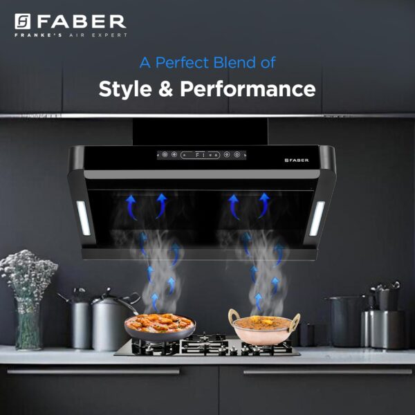Faber Pinnacle 60cm 1500m³/hr Autoclean Chimney|Digital Display|Filterless|Slant Body|T-Shape Panel|Touch+Gesture|12Yr on Motor,5Yr Comprehensive Warranty by Faber|Hood Pinnacle FL HC BK 60,Matt Black - Image 7