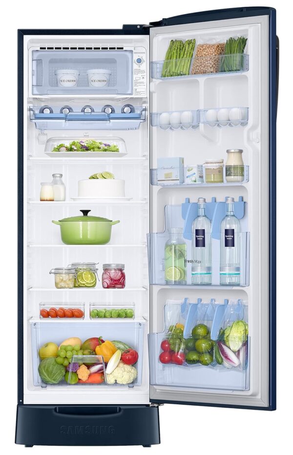 Samsung 246L 3 Star Inverter Direct-Cool Single Door Refrigerator Appliance (RR26C3893CU/HL,Camellia Blue) Base Stand Drawer - Image 11