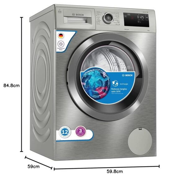 Bosch Active Oxygen 9KG 1400 RPM Inverter Touch Control Fully Automatic Front Loading Washing Machine With Inbuilt Heater (WAU28Q9SIN,Silver) - Image 3