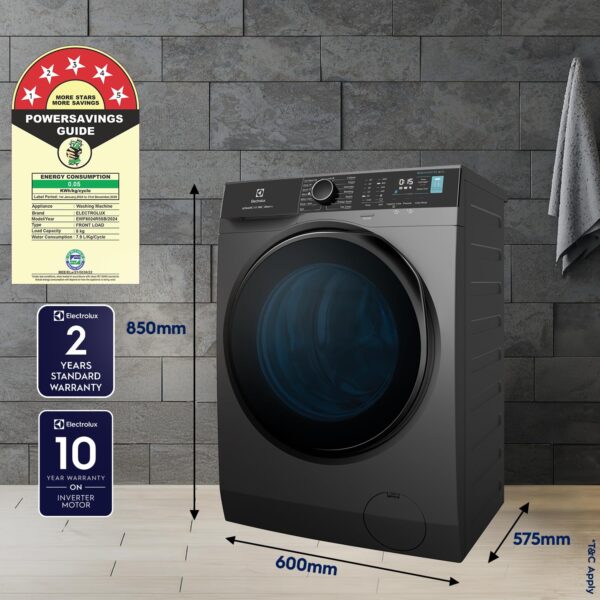 Electrolux 8kg 5 Star Fully Automatic Front Load Washing Machine with UltraMix, Full Load Vapour Wash for Sustainable Clothing, Hygienic Care, EcoInverter, Dark Silver, UltimateCare 500, EWF8024R5SB - Image 8