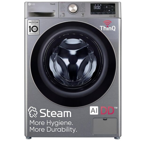 LG 10 Kg 5 Star Ai Direct Drive Wi-Fi Inverter Fully Front Load Automatic Front-Loading Washing Machine (Fhp1410Z7P, Turbowash & Steam For Hygiene Wash, Platinum)