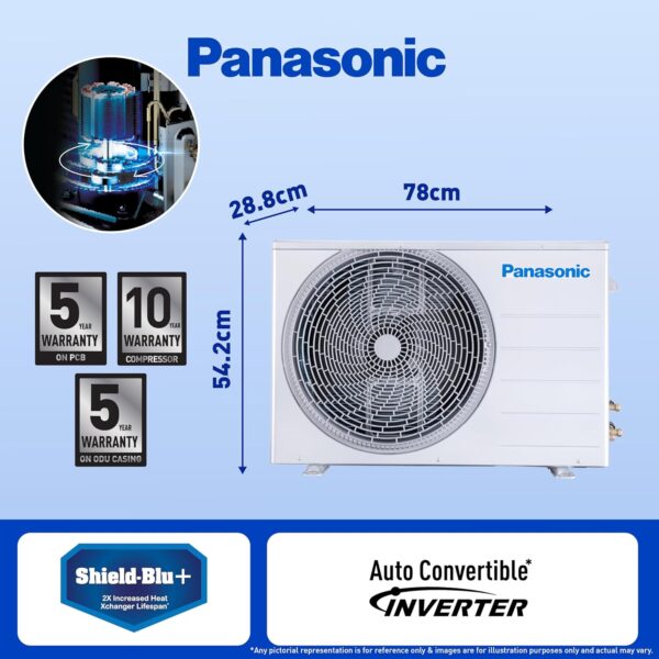 Panasonic 1.5 Ton 5 Star Wi-Fi Inverter Smart Split AC (Copper Condenser, 7 in 1 Convertible with True AI Mode, 4 Way Swing, nanoe X Air Purification Technology, CS/CU-HU18AKYF, White) - Image 2