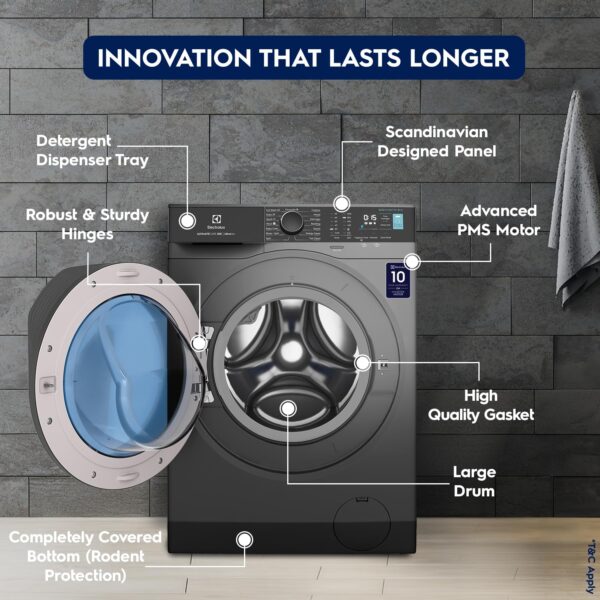 Electrolux 9kg 5 Star Fully Automatic Front Load Washing Machine with UltraMix, Full Load Vapour Wash for Sustainable Clothing, Hygienic Care, EcoInverter, Dark Silver, UltimateCare 500, EWF9024R5SB - Image 6