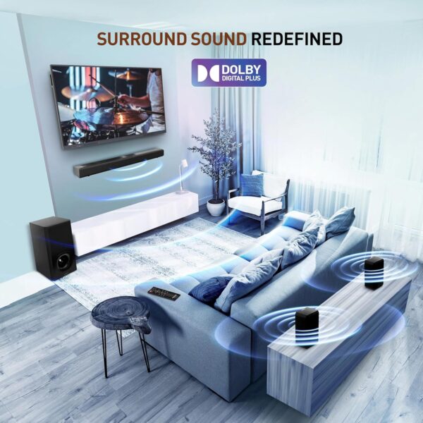 SC-HTS600GWK 5.1 Ch Sound Bar With 3D Surround Sound 600W With Wireless Surround Speakers Dolby Digital plus Tpuch Control (250W+70*5W),BT 5.3, USB,HDMI ARC,Optical,Aux With Remote Control &Display - Image 4