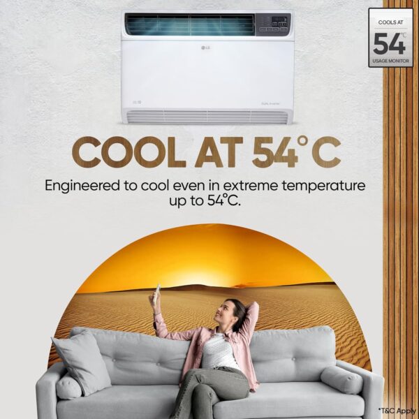 LG 1.5 Ton 5 Star DUAL Inverter Window AC (Copper, Convertible 4-in-1 cooling, 4 Way Air Swing, HD Filter, UW-Q18WUZA, White) - Image 10