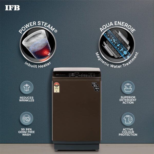 IFB 8.0 Kg Fully-Automatic Top Loading Washing Machine (TL-SBRS 8.0 KG Aqua, Brown, 2X Power Steam, 4 Years Comprehensive Warranty) - Image 6
