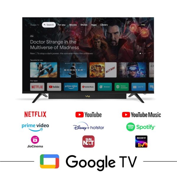 Vu 126cm (50 inches) Vibe Series QLED Google TV 50VIBE24 4K Ultra HD (Black) - Image 6