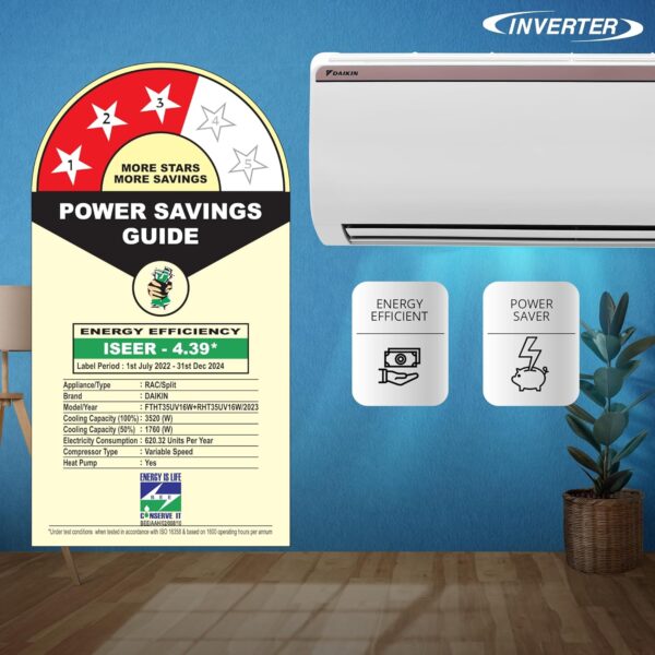 Daikin 1.0 Ton 3 Star Hot & Cold Inverter Split AC (Copper, PM 2.5 Filter, FTHT35UV, White) - Image 5