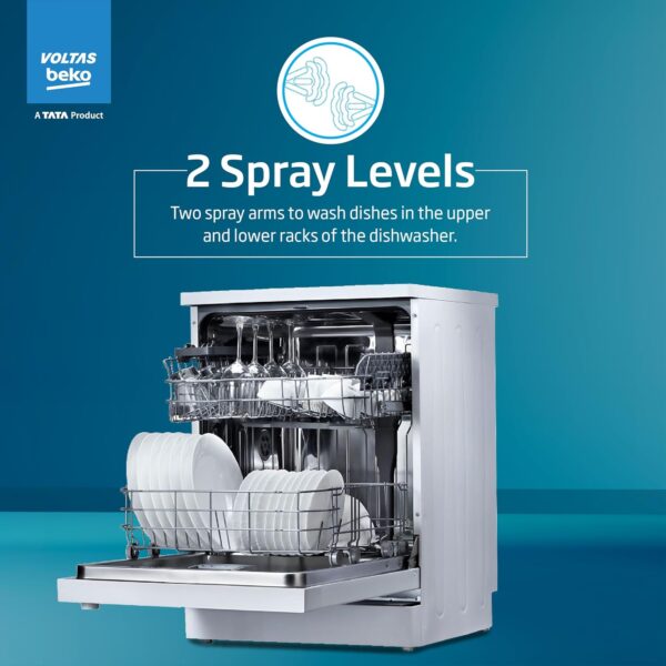 Voltas Beko 14 Place Settings (DF14W, White, Inbuilt Heater) - Image 6
