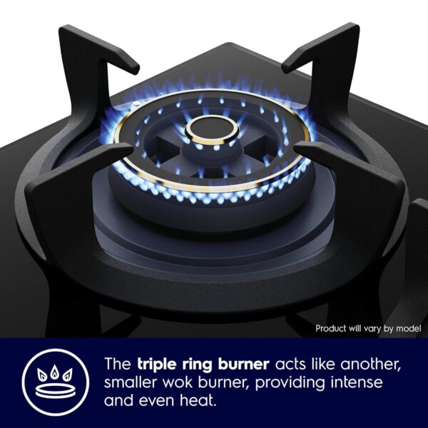 Electrolux 3 Burner Auto Ignition Glass Top 60cm Built-in Gas Hob, UltimateTaste 300, Black, EHG6330BC - Image 7