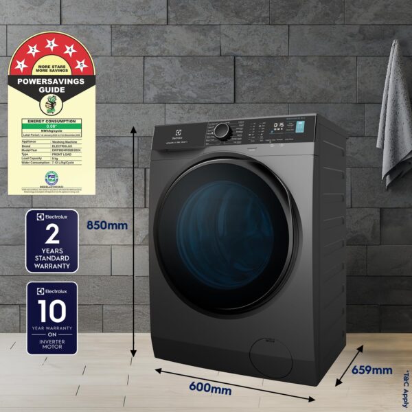 Electrolux 9kg 5 Star Fully Automatic Front Load Washing Machine with UltraMix, Full Load Vapour Wash for Sustainable Clothing, Hygienic Care, EcoInverter, Dark Silver, UltimateCare 500, EWF9024R5SB - Image 8