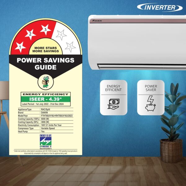 Daikin 1.8 Ton 3 Star Hot & Cold Inverter Split AC (Copper, PM 2.5 Filter, FTHT60UV, White) - Image 5