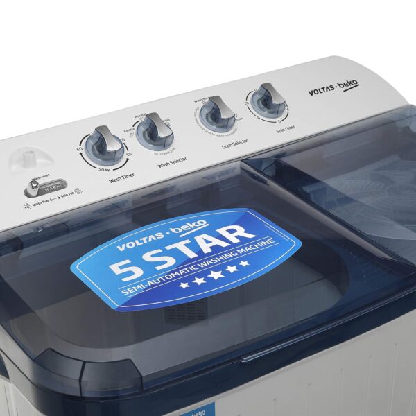 Voltas Beko 7 kg Semi-Automatic Top Loading Washing Machine Appliance, Double Waterfall (WTT70DBLT, Sky Blue) - Image 9