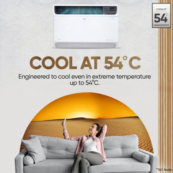 LG 1.5 Ton 3 Star Wi-Fi DUAL Inverter Window AC (Copper, Convertible 4-in-1 cooling, 4 Way Air Swing, HD Filter, UW-Q18WWXA, White) - Image 10