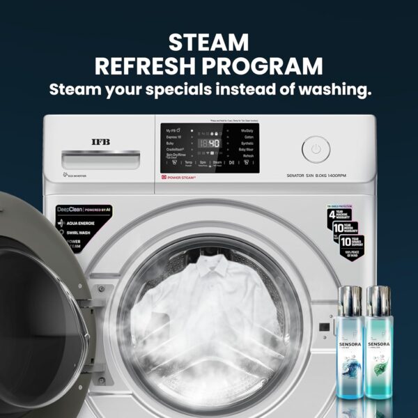 IFB 8 Kg 5 Star Powered by AI with 9 Swirl Wash, WiFi, Fully Automatic Front Load Washing Machine (Senator SXN 8014, Steam Refresh Program with Eco Inverter, Rich Silver) - Image 13
