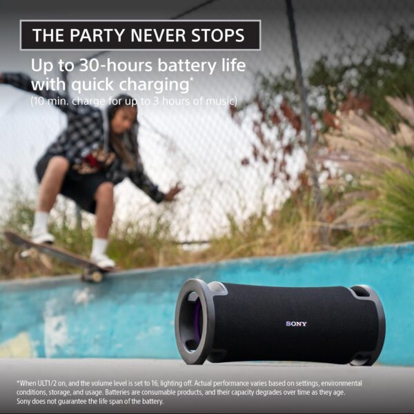 Sony New Launch ULT Field 7 Wireless Bluetooth Portable Speaker with 30Hrs Battery, ULT Button(2 Modes) for Massive Bass, Comfortable Handle,Colourful Light,Waterproof,Dustproof,Karaoke,Party Connect - Image 9