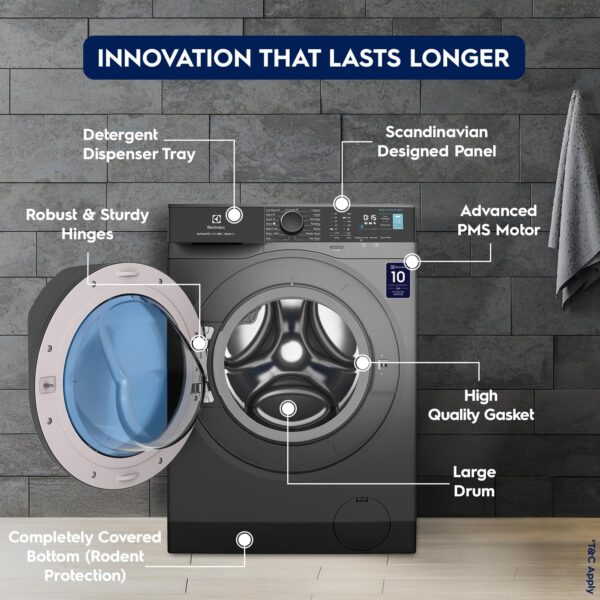 Electrolux 8kg 5 Star Fully Automatic Front Load Washing Machine with UltraMix, Full Load Vapour Wash for Sustainable Clothing, Hygienic Care, EcoInverter, Dark Silver, UltimateCare 500, EWF8024R5SB - Image 7