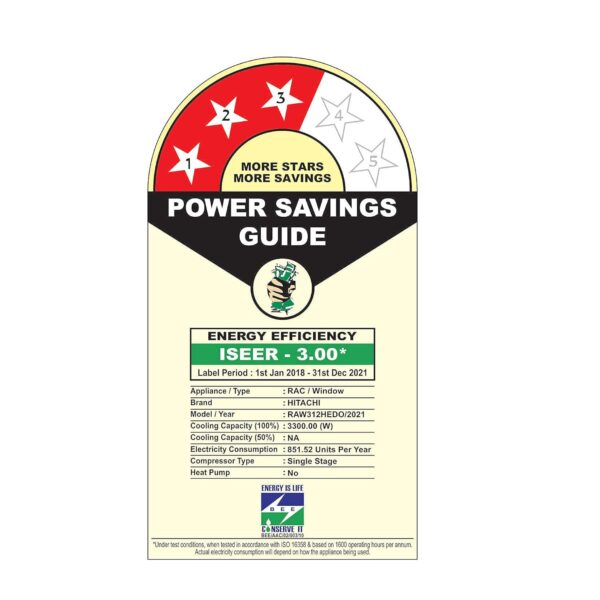 Hitachi 1 Ton 2 Star Window AC (Copper, Dust Filter, 2021 Model, RAW312HEDO, White) - Image 6