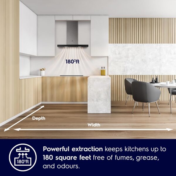 Electrolux 90cm T-Box Chimney for up to 180 sqft Kitchen, AutoClean, UltimateTaste 500, Black, ECT9281G - Image 7