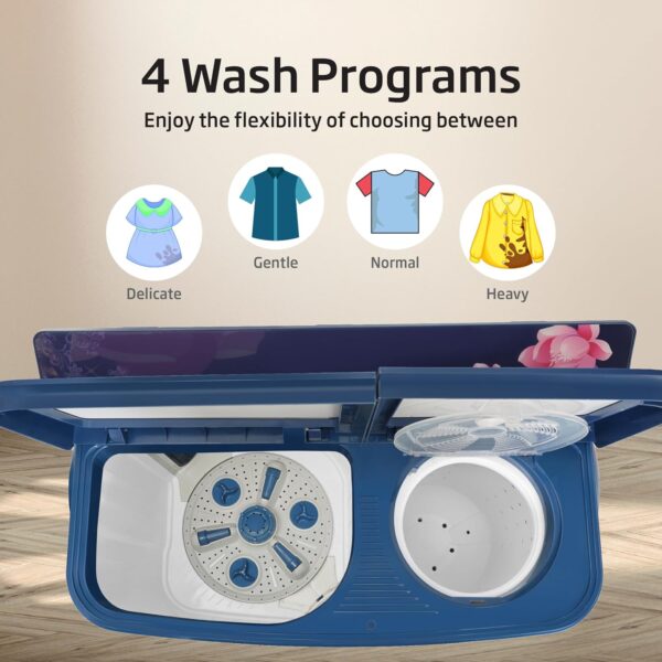 Voltas beko, A Tata Product 8.5 kg 5 Star Semi-Automatic Top Load Washing Machine With Double Water Fall technology (WTT85DBLG/FLRB5, Blue, Special Pulsator & 5 Knob Control Method) - Image 7