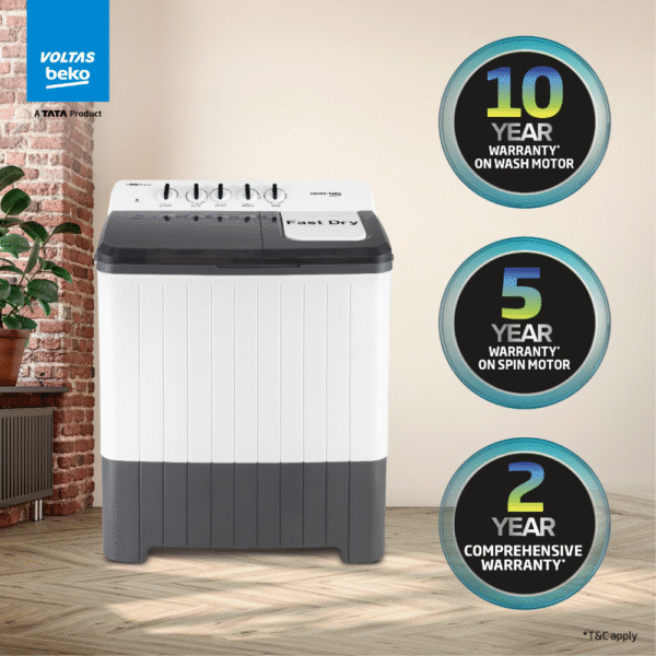 Voltas Beko 12 Kg Semi-Automatic Washing Machine, WTT120UPA/GRSS - Image 4