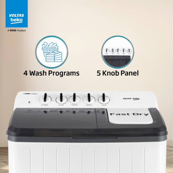 Voltas Beko 12 Kg Semi-Automatic Washing Machine, WTT120UPA/GRSS - Image 5