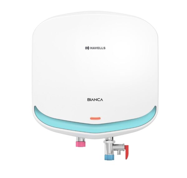 Havells Bianca 3 Litre Instant Water Heater(Geyser)| Bi Color LED IndicatorGlass Coated Anti-Rust Tank|Heavy Duty 3 Pin moulded Plug Top|Warranty: 5 Year on Inner Tank & 3 Year on element (White Blue)