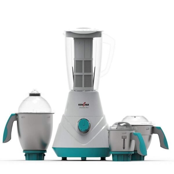 Kenstar Fusion Pro 750-Watt Mixer Grinder with 4 Jars (White & Blue, 3 Steel Jars and Extractor) - Image 6