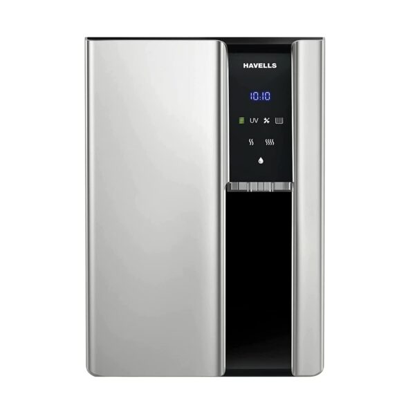 Havells Gracia Alkaline Water Purifier | RO+UV+Alkaline | Free Unlimited Service Visits for 1 Yr | Hot, Warm & Ambient Water | 10 Stage Purifier | 7.6 L SS Tank | For Borewell, Tanker, Municipal Water