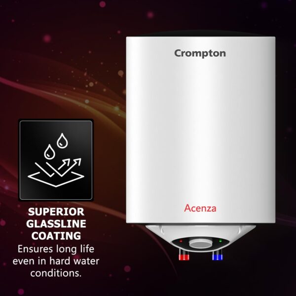 Crompton Acenza 25L Storage Water Heater (Geyser) with Superior Glassline Coating, 8 Bar pressure rating and 5yr Tank warranty, Wall Mounting - Image 3
