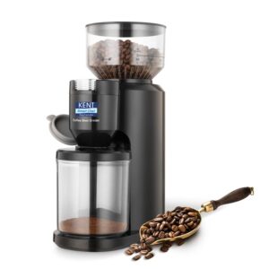 KENT Coffee Bean Grinder 150 W | Burr Grinding System Maintains Flavour & Aroma | 30 Adjustable Grinding Settings | Choice of 2 to 14 Cups of Fresh Grounded Coffee | 500 RPM 100% Copper Motor | Black