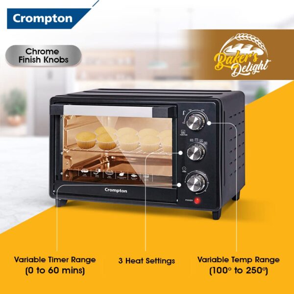 Crompton Baker's Delight 25 Ltr Oven Toaster Grill (OTG) with convection, with Even Heat Distribution - Image 6