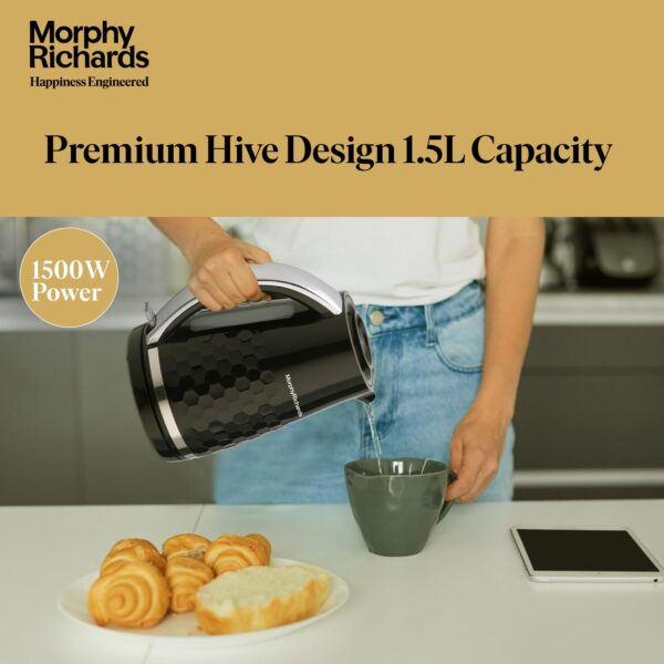 Morphy Richards Plastic Hive Series 1.5L Kettle, 1500 Watt, Black - Image 6