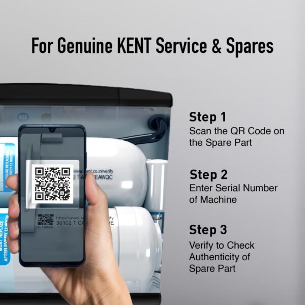 KENT Grand Star RO Water Purifier | RO+UV+UF+TDS Control+Alkaline+Copper+UV in Tank |.0001 Micron RO Membrane | Auto Flush Feature | 9L Tank | 20 LPH | Ideal For Borewell/Tanker/Municipal Water |Black - Image 8