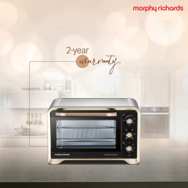 Morphy Richards 30Rcss Otg Oven For Kitchen|30 Litre Oven Toaster Griller|Convection Fan&Rotisserie Function|Stainless Steel Oven|Temperature Control|2-Yr Warranty By Brand|Gold&Black,1600 Watts - Image 8