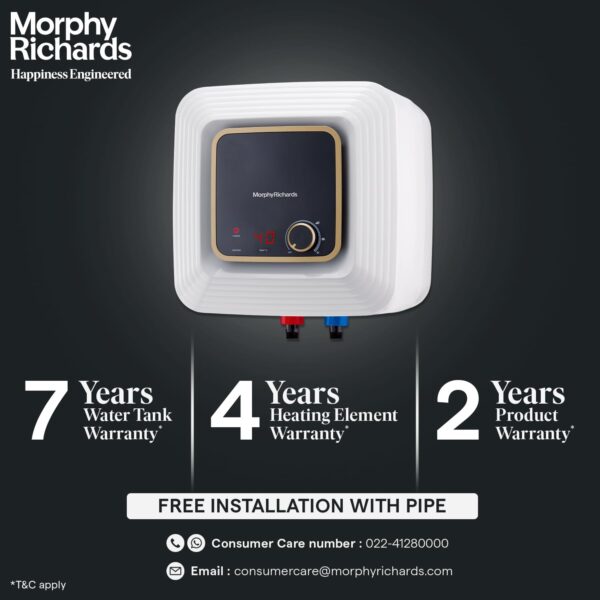 Morphy Richards Kube 15L Storage Wall Water Heater White and Black - Image 3