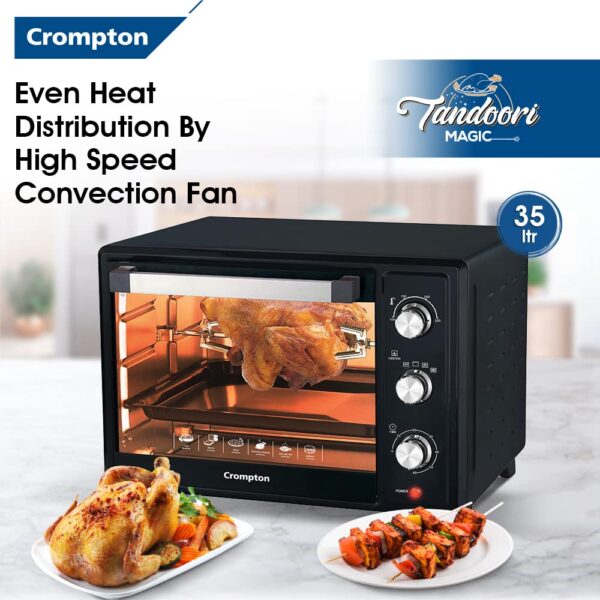 Crompton Tandoori Magic 35 Ltr Oven Toaster Grill (OTG) with Motorissed Rotisserie & Convection, with Even Heat Distribution | Free Mitten - Image 5