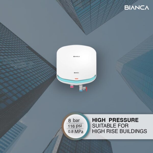 Havells Bianca 3 Litre Instant Water Heater(Geyser)| Bi Color LED IndicatorGlass Coated Anti-Rust Tank|Heavy Duty 3 Pin moulded Plug Top|Warranty: 5 Year on Inner Tank & 3 Year on element (White Blue) - Image 5
